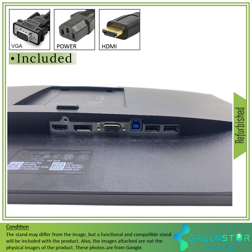 Refurbished(Good) - Dell P Series P2319H 23" Widescreen 1920x1080 FHD Ultrathin Bezel LED Backlight LCD IPS Panel Monitor | VGA, HDMI Standard, DisplayPort