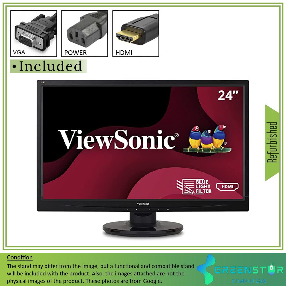 Refurbished(Good) - ViewSonic VA2446MH 24" Widescreen 1920x1080 LED Backlit LCD TN Monitor