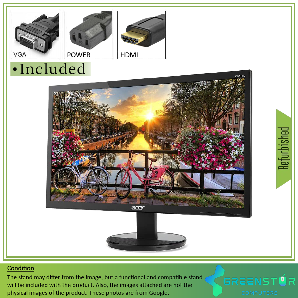 Refurbished(Good) - Acer K2 Series K242HQL 23.6" Widescreen 1920x1080 FHD LED Backlight LCD TN Panel Monitor | VGA , HDMI, DVI