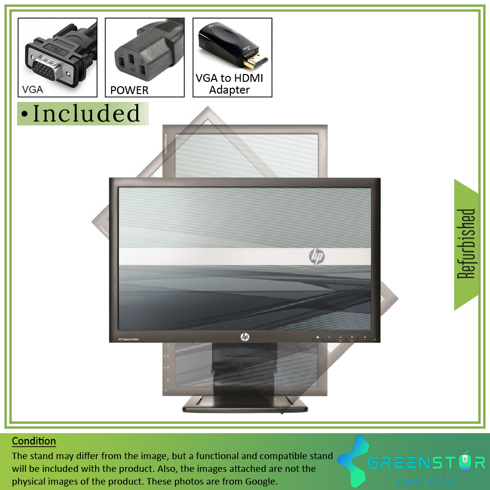 Refurbished(Good) - HP Compaq Advantage Series LA2006X 20" Widescreen 1600x900 HD+ LED Backlit LCD TN Monitor | DisplayPort, DVI-D, VGA