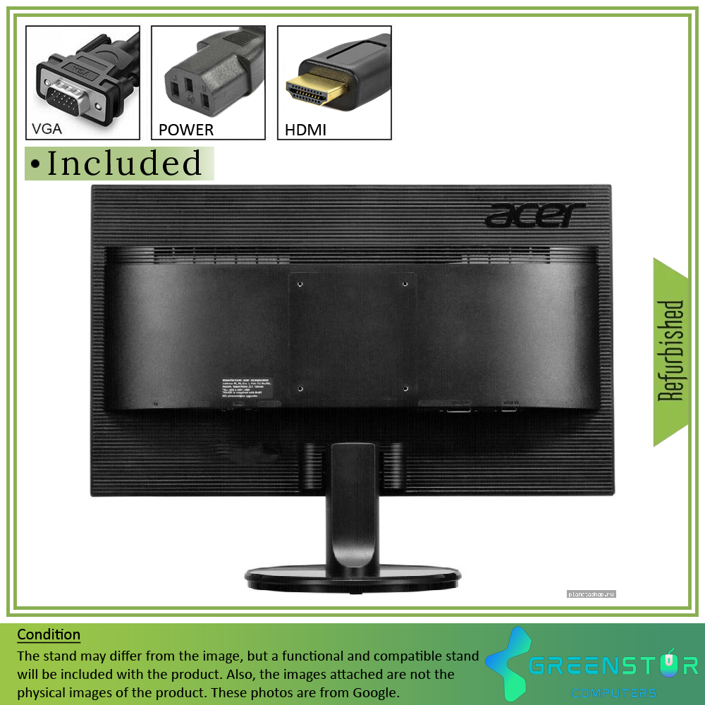Refurbished(Good) - Acer K2 Series K242HQL 23.6" Widescreen 1920x1080 FHD LED Backlight LCD TN Panel Monitor | VGA , HDMI, DVI