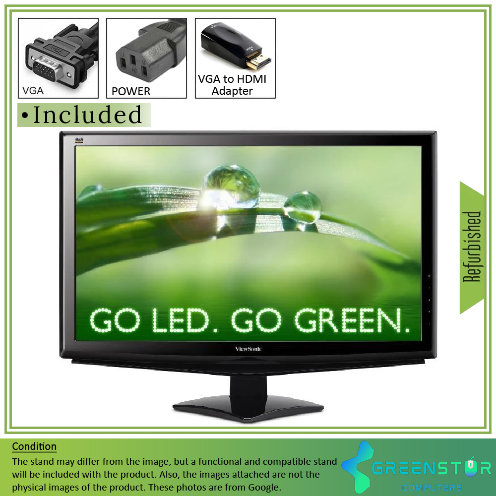 Refurbished(Good) - ViewSonic VA1948M-LED 19" Widescreen 1440x900 HD+ LED Backlight Ultra-Thin LCD TN Monitor | VGA, DVI
