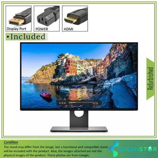 Refurbished(Good)/B Grade - Dell Ultrasharp U2417H 24" Widescreen 1920X1080 FHD LED Backlight  IPS Infinity Edge Monitor | HDMI Standard, DisplayPort