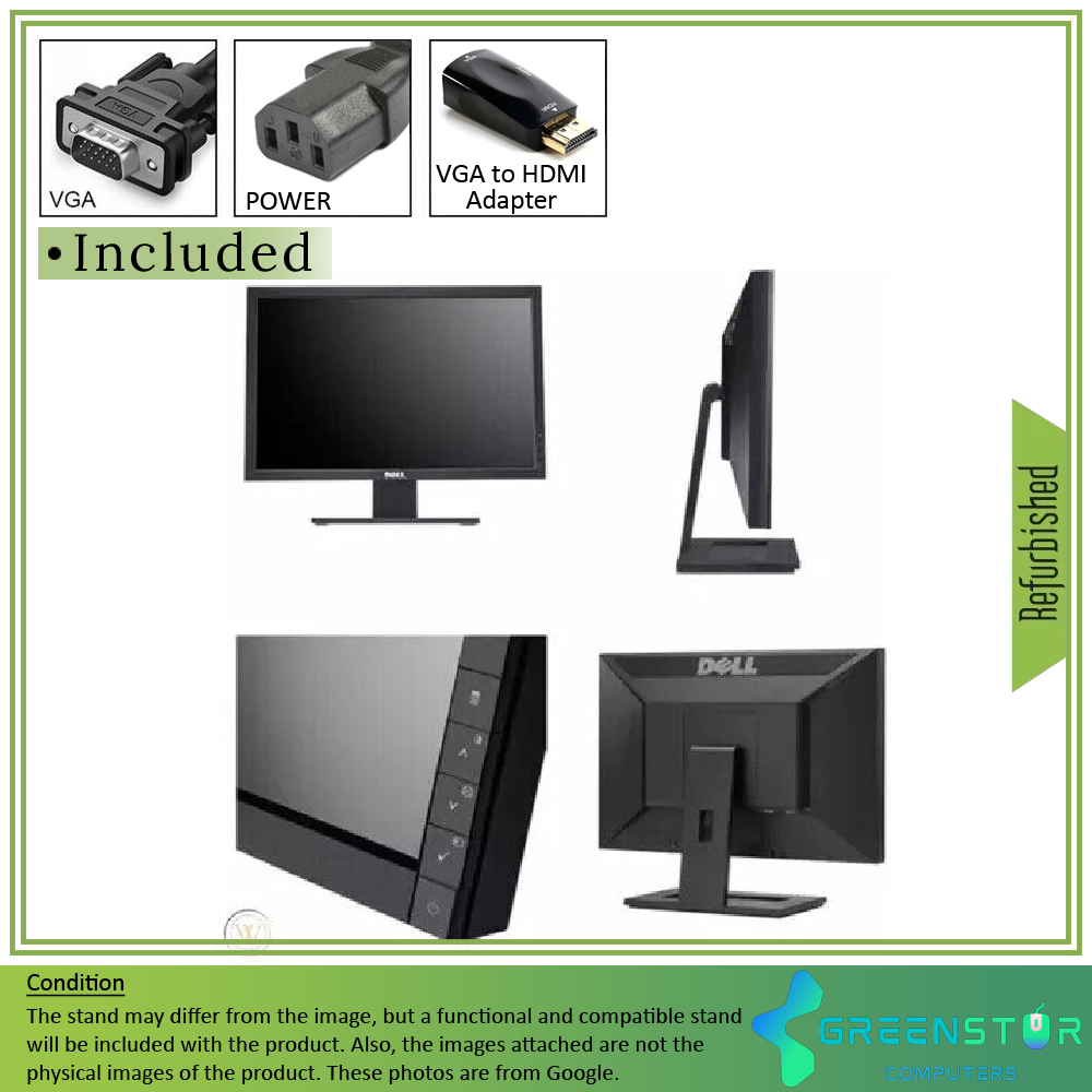 Refurbished(Good) - Dell E2011Ht 20" 1600x900 Widescreen Flat Panel LED backlight LCD Monitor | VGA, DVI