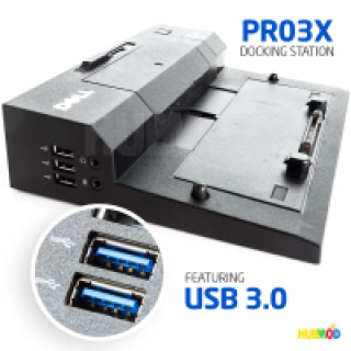 Refurbished (good)-Dell Pro3X USB 3.0 Laptop Docking Station Port Replicator -Power adapter not included.