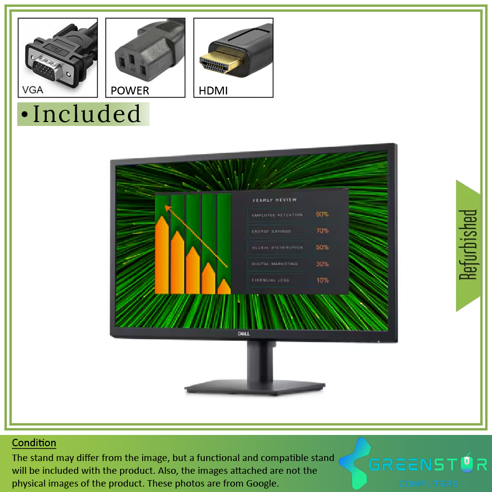 Refurbished(Good) - Dell E2423HN 23.8" Widescreen 1920x1080 Full HD LED Backlight VA LCD Monitor | VGA D-Sub, HDMI