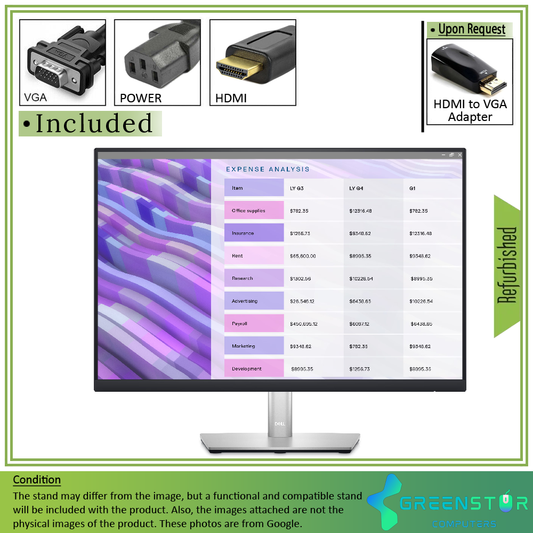 Refurbished(Good) - Dell P2423 24" Widescreen 1920x1200 LED Backlight IPS LCD Monitor :  VGA D-Sub |  DVI- D |  DisplayPort |  HDMI