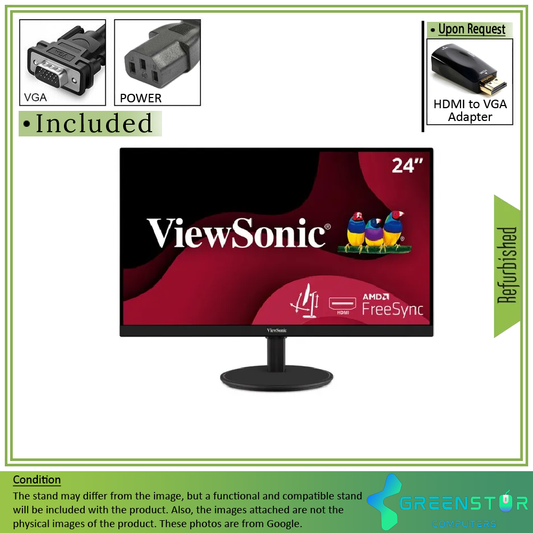 Refurbished(Good) - ViewSonic VA2447-MHJ 24'' Wide 1920x1080 Full HD LED Backlight MVA LCD Monitor : VGA D Sub | HDMI 1.4