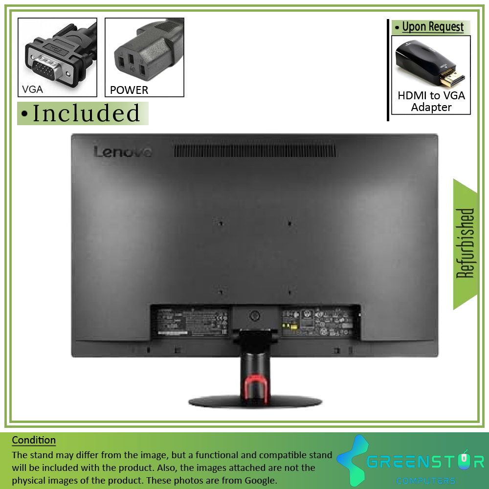 Refurbished(Good) - Lenovo ThinkVision E24-10 23.8"Widescreen1920x1080 FHD LED Backlight IPS Monitor : VGA | Display port
