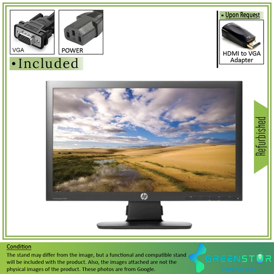 Refurbished(Good) - HP ProDisplay P201 20" Widescreen 1600x900 LED Backlight TN LCD Monitor : VGA D Sub | DVI-D