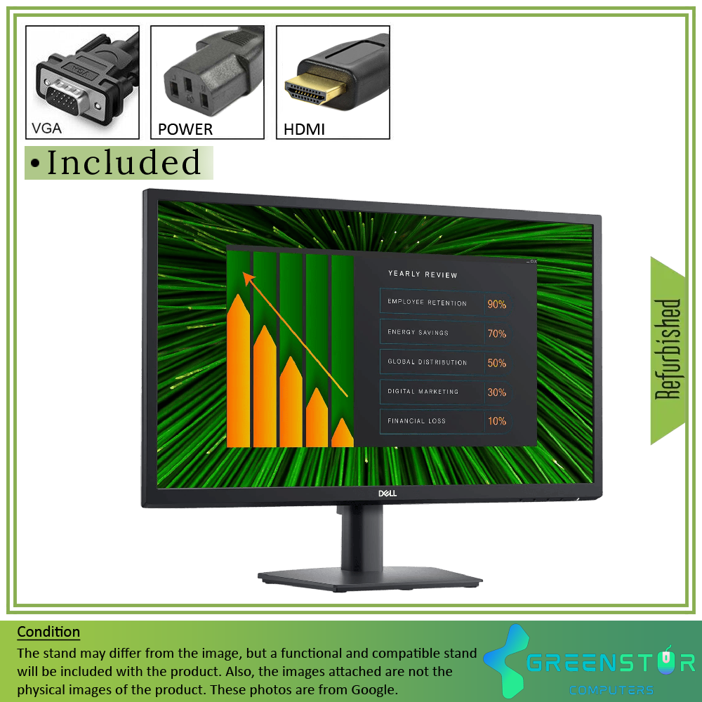 Refurbished(Good) - Dell E2423HN 23.8" Widescreen 1920x1080 Full HD LED Backlight VA LCD Monitor | VGA D-Sub, HDMI