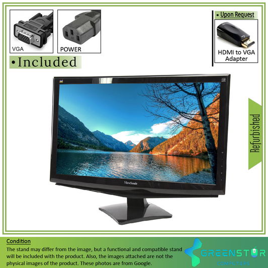 Refurbished(Good) - ViewSonic VA2248M LED 22"Widescreen 1920x1080 Full HD LED Backlight LCD TN Monitor | VGA, DVI