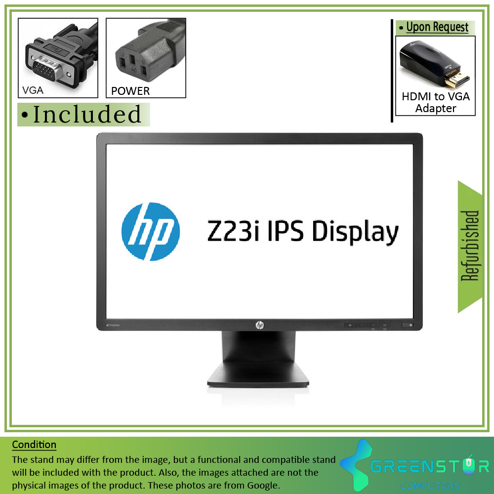 Refurbished(Good) - HP Z Display Z23i 23" 1920 x 1080 Full HD LED Backlit LCD IPS Monitor : VGA | DVI |  Display port 1.2