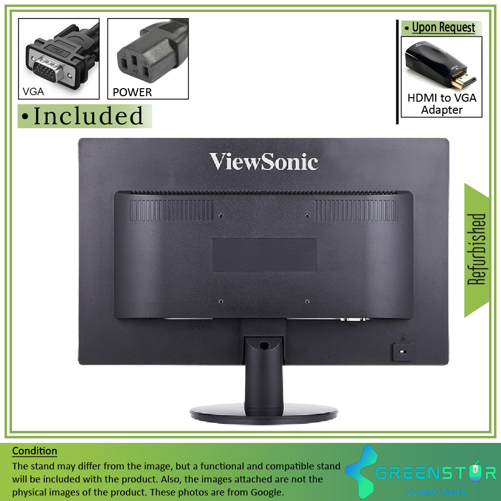 Refurbished(Good) - ViewSonic VA1917a 19" Widescreen 1366x768 LED Backlight LCD TN Monitor : VGA