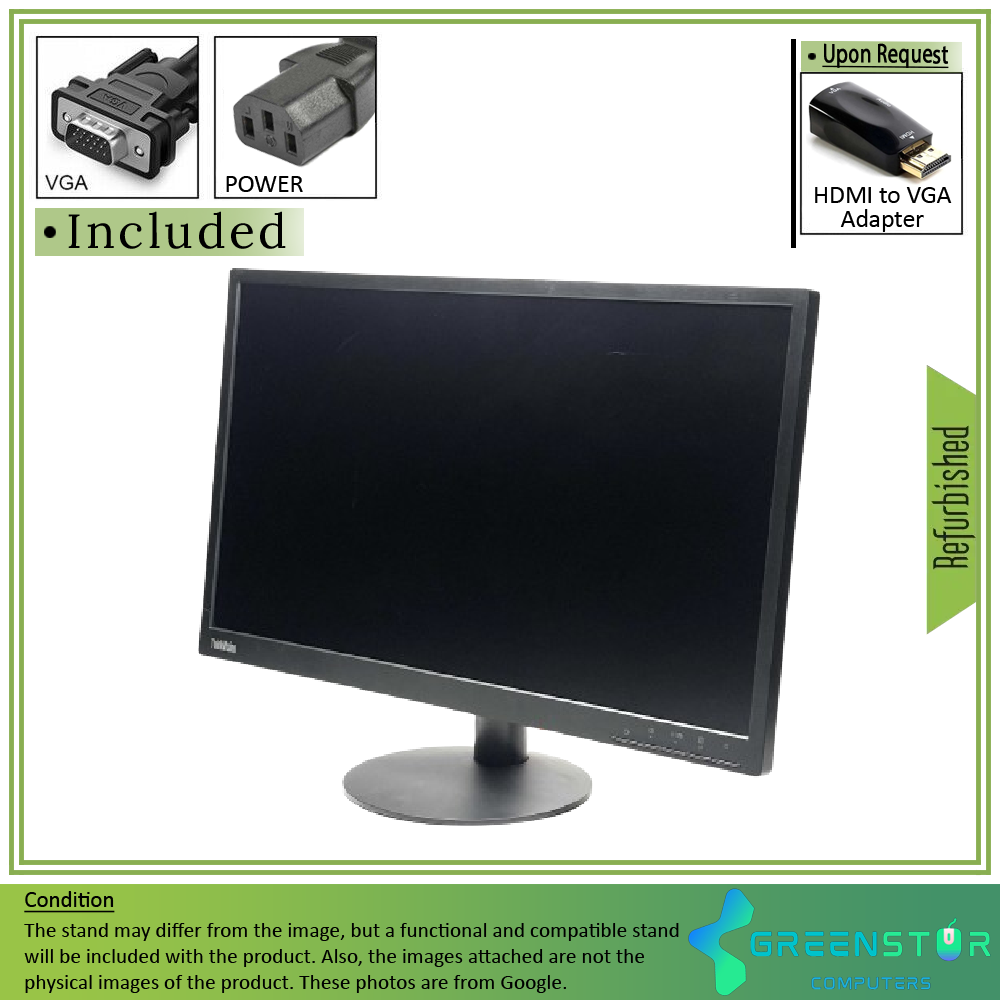 Refurbished(Good) - Lenovo ThinkVision E24-10 23.8"Widescreen1920x1080 FHD LED Backlight IPS Monitor : VGA | Display port