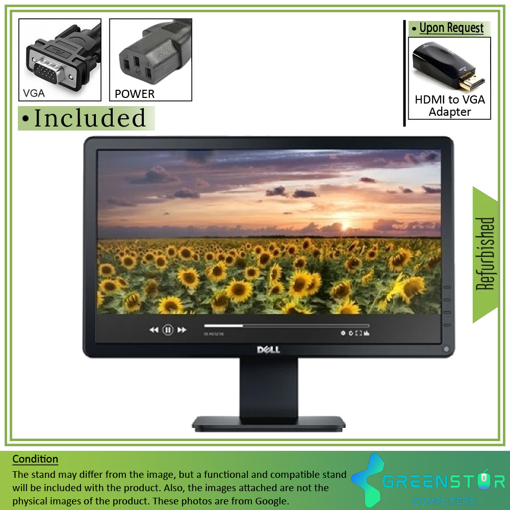 Refurbished(Good) - Dell E Series E1914H 18.5" Widescreen 1366x768 HD LED Backlit LCD TN Monitor| VGA