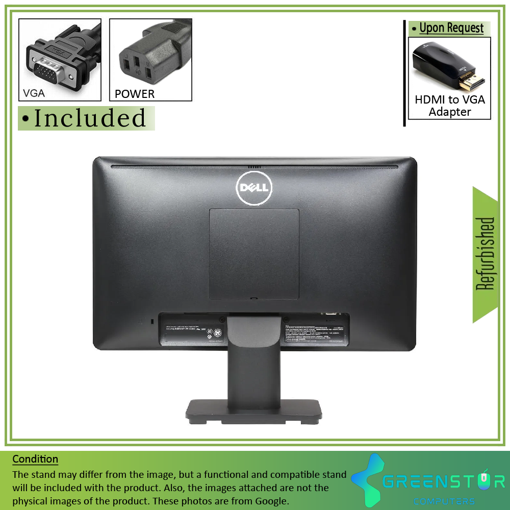 Refurbished(Good) - Dell E Series E1914H 18.5" Widescreen 1366x768 HD LED Backlit LCD TN Monitor| VGA