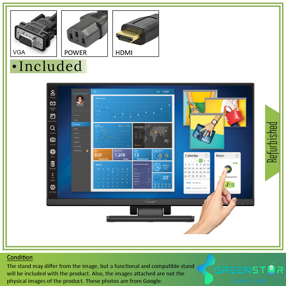 Refurbished(Good) - Planar Helium PCT2435 TouchScreen 24" Widescreen 1920x1080 FHD LED Backlight IPS LCD Monitor  |  VGA D-Sub, HDMI, Displayport