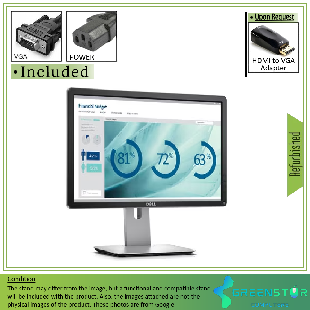 Refurbished(Good) - Dell P2016 19.5" 1440x900 Widescreen LED Backlight LCD IPS Monitor | VGA, DisplayPort