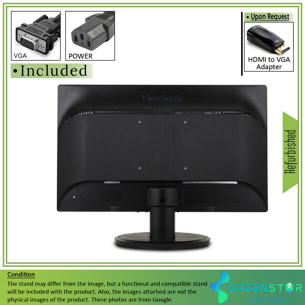 Refurbished(Good) - ViewSonic VA2055Sa 20" Widescreen 1920x1080 Full HD MVA LED Monitor | VGA D-Sub