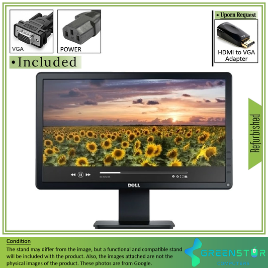 Refurbished(Good) - Dell E Series E1914H 18.5" Widescreen 1366x768 HD LED Backlit LCD TN Monitor