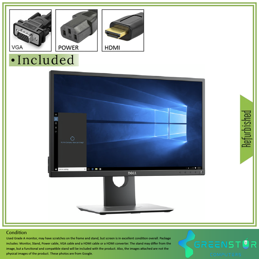 Refurbished(Good) - Dell Professional P2217H 22" Widescreen 1920x1080 FHD LED Backlight LCD IPS Panel Monitor | VGA, HDMI, Displayport