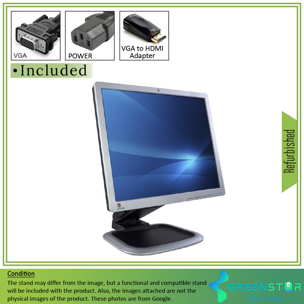 Refurbished(Good) - HP L1950 19" Squre 1280x1024 HD+ LCD TN Flat Panel Monitor | VGA, DVI