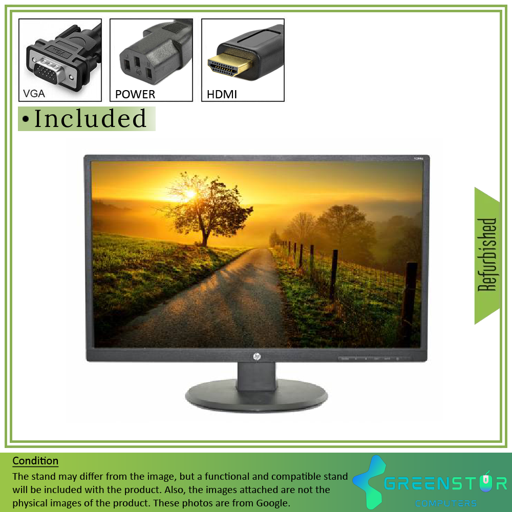 Refurbished(Good) - HP V244H 23.8" Widescreen 1920x1080 Full HD LED Backlight LCD VA Monitor | VGA-D, DVI-D, HDMI Standard
