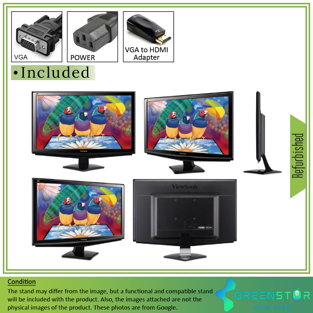 Refurbished(Good) - ViewSonic VA1948M-LED 19" Widescreen 1440x900 HD+ LED Backlight Ultra-Thin LCD TN Monitor | VGA, DVI