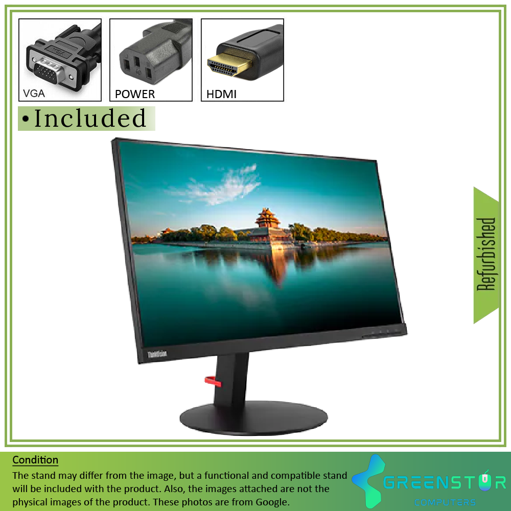 Refurbished(Good) -Lenovo Thinkvision T24I-10 23.8'' Widescreen 1920x1080 FHD LED Backlight IPS Monitor | VGA-D, DisplayPort, HDMI Standard