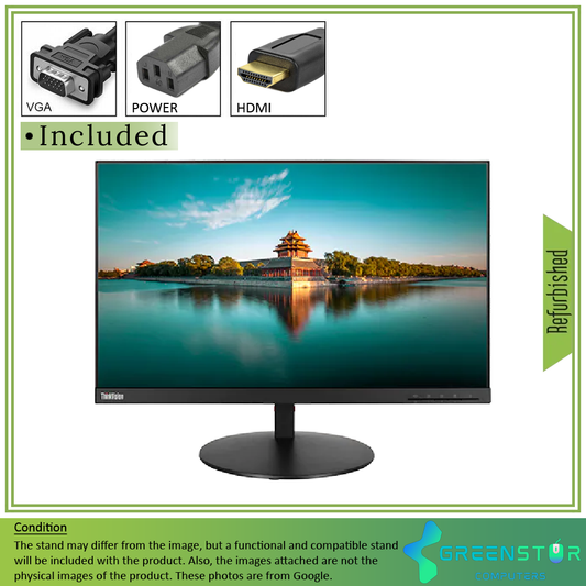 Refurbished(Good) -Lenovo Thinkvision T24I-10 23.8'' Widescreen 1920x1080 FHD LED Backlight IPS Monitor | VGA-D, DisplayPort, HDMI Standard