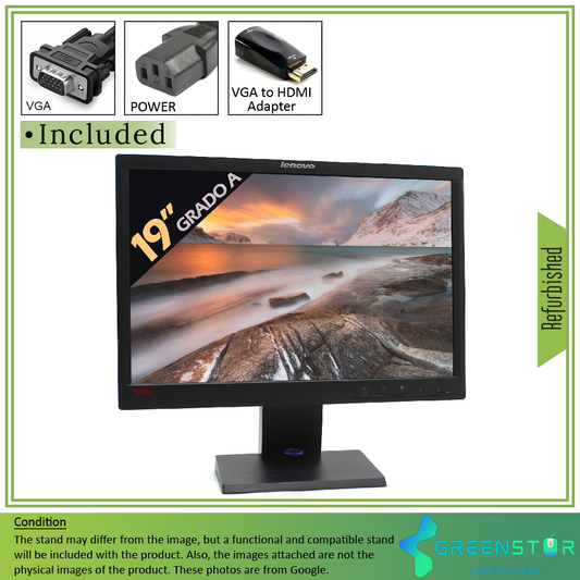 Refurbished(Good) - Lenovo ThinkVision L1951P 19" Widescreen 1440x900 HD+ LED Backlight LCD TN Flat Panel Monitor | DVI-D, VGA