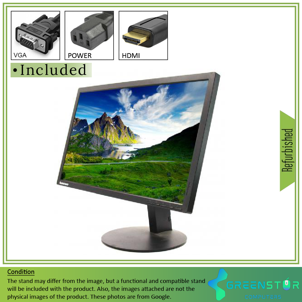 Refurbished(Good) - Lenovo T2224PD 21.5" Widescreen 1920x1080 FHD LED Backlight LCD Monitor: DisplayPort, HDMI Standard, VGA-D