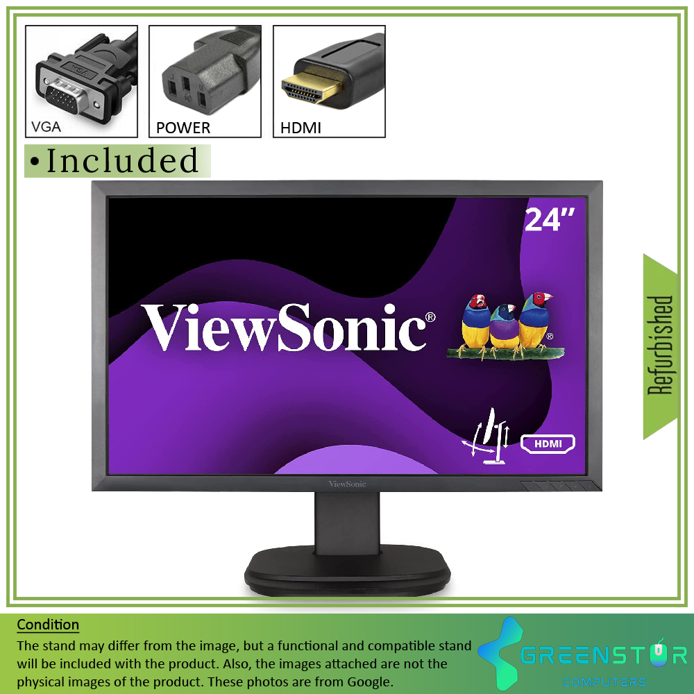 Refurbished(Good) - Viewsonic VG2439SMH 24" Widescreen 1920x1080 FHD LED backlight LCD Business Monitor | VGA, HDMI Standard, DisplayPort