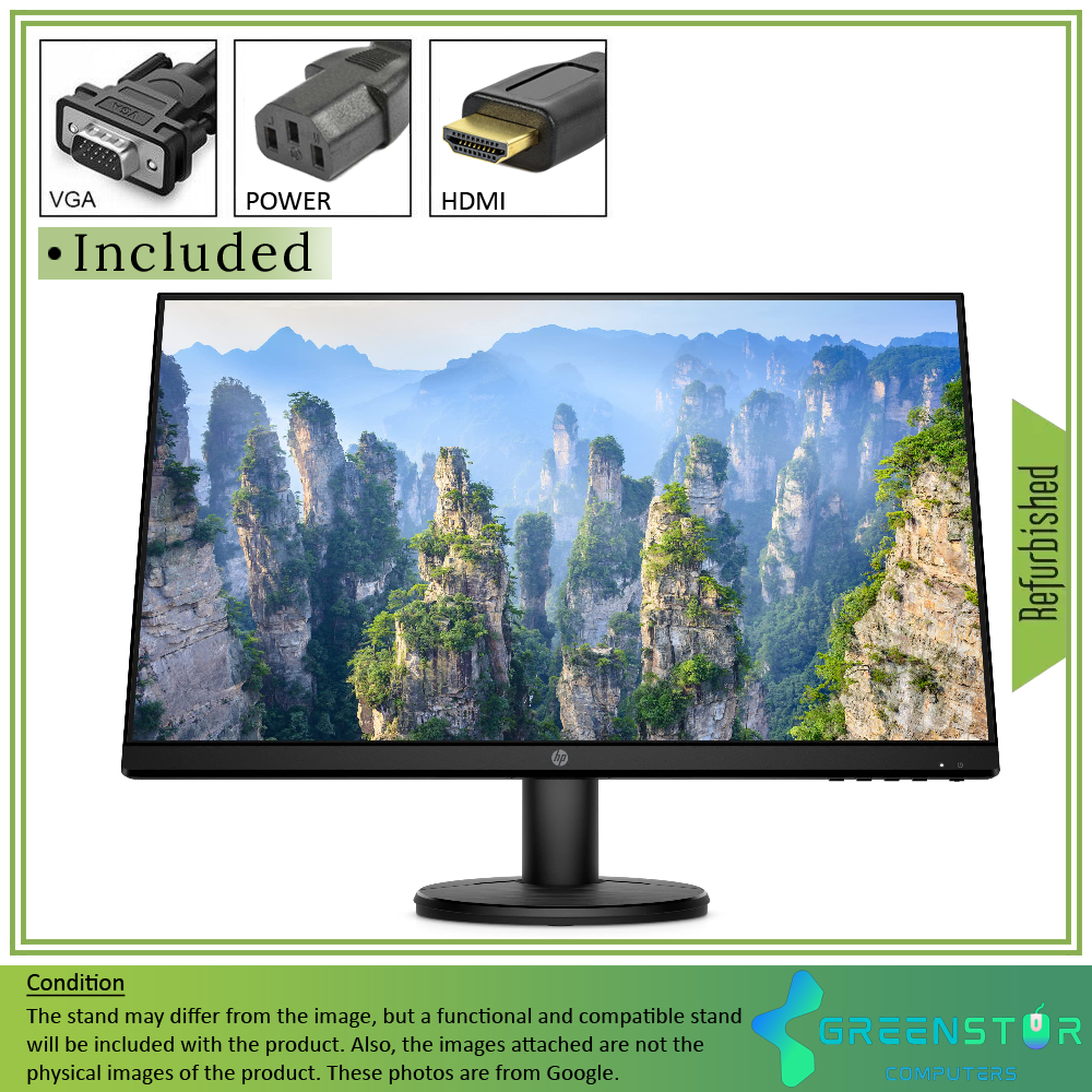Refurbished(Good) - HP V24I 23.8" Widescreen 1920X1080 Full HD LED Backlight LCD IPS Monitor | VGA-D, HDMI Standard, DisplayPort